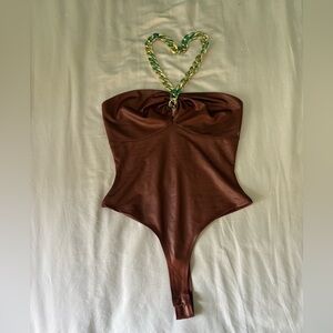 privy Brown Strapless One-Piece Bodysuit